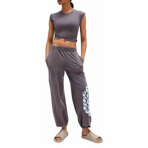 NWT FP Movement Hot Shot Dark Shadow Icy Blue Logo Crossover 2-Piece Set | Small